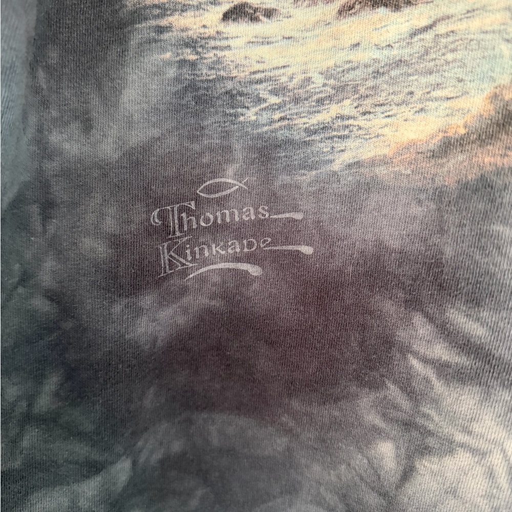 THOMAS KINKAD Tie Dye Nautical Lighthouse Graphic Cotton Shirt Unisex Size L - Picture 3 of 9
